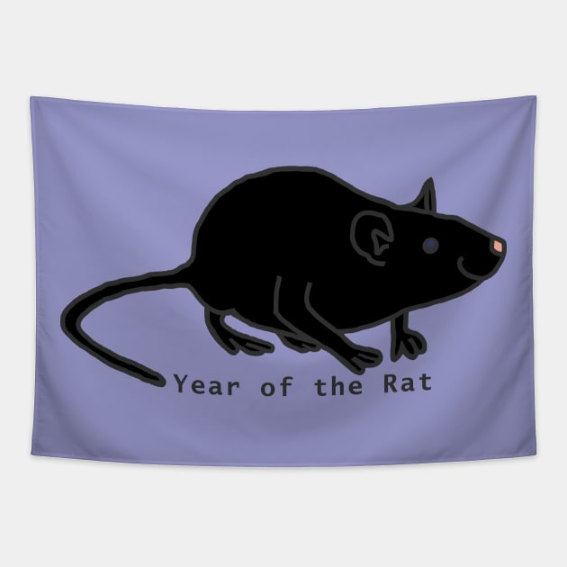 Year of the Rat Black Tapestry by ellenhenryart