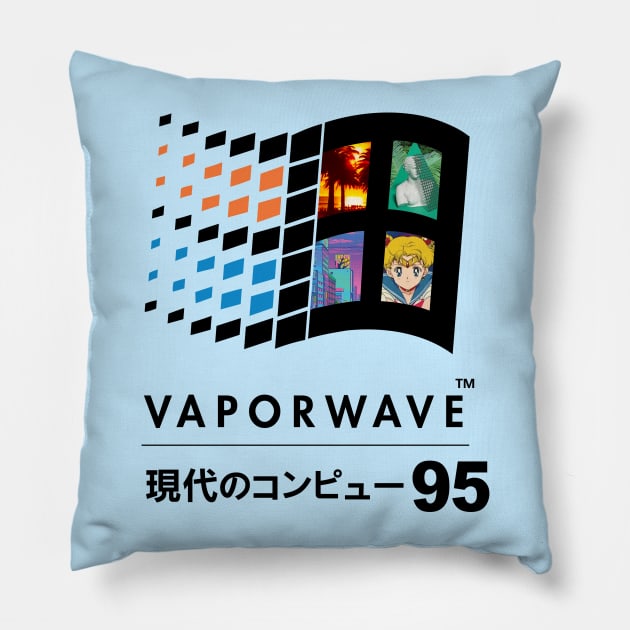 Vaporwave 95 ver. 2 Pillow by BryantAlmonteDesign