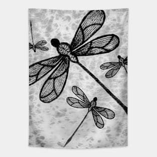 Beautiful dragonflies in black and white Tapestry