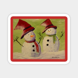 Snowman and woman Magnet