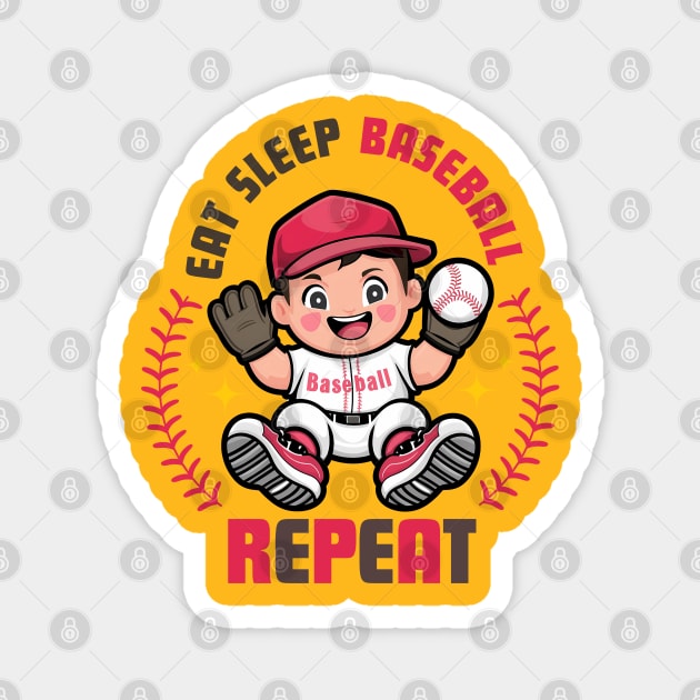 Eat sleep baseball repeat Magnet by Furpo Design