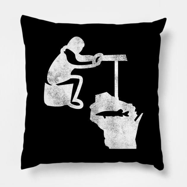 Wisconsin Ice Fishing - Wisconsin Fisherman Gift Pillow by WearWisco