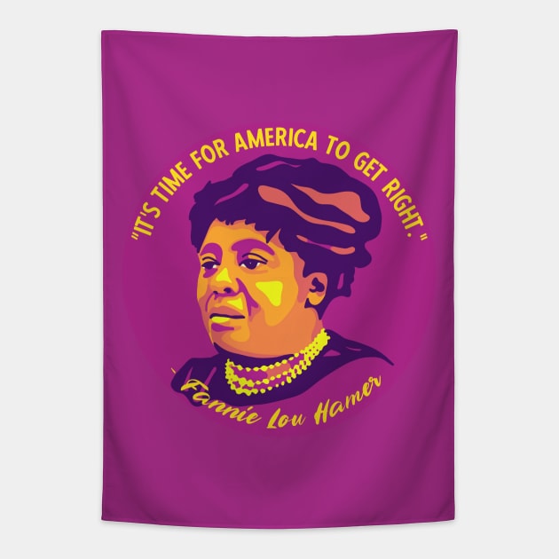 Fannie Lou Hamer Portrait and Quote Tapestry by Slightly Unhinged
