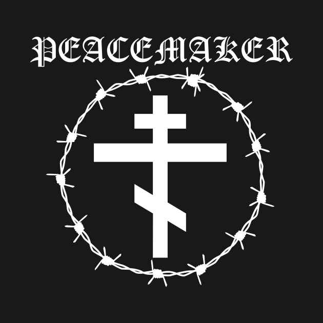 Peacemaker Orthodox Cross Barbed Wire Metal Hardcore Punk Pocket by thecamphillips