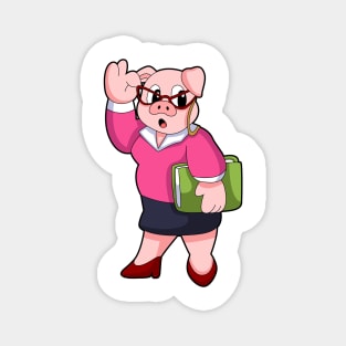Pig as Secretary with Glasses Magnet