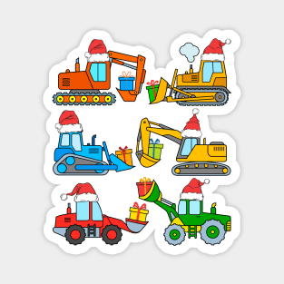 Christmas Excavator Construction Diggers Gifts Satna Hats Kids Magnet