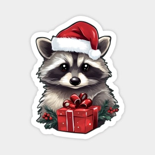 Merry Christmas Raccoon Magnet