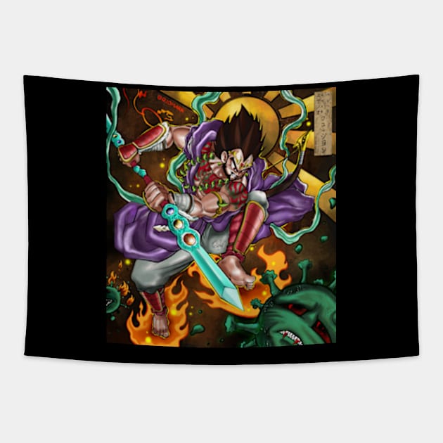 Vegeta and Susanoo-no-Mikoto Potara Earrings fusion Tapestry by q10mark