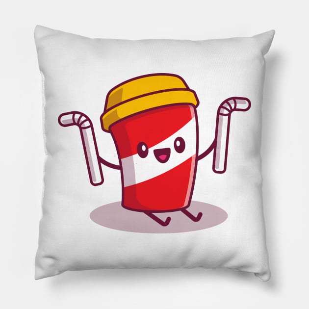 Cute Cup of Soda Holding Straws Pillow by Catalyst Labs