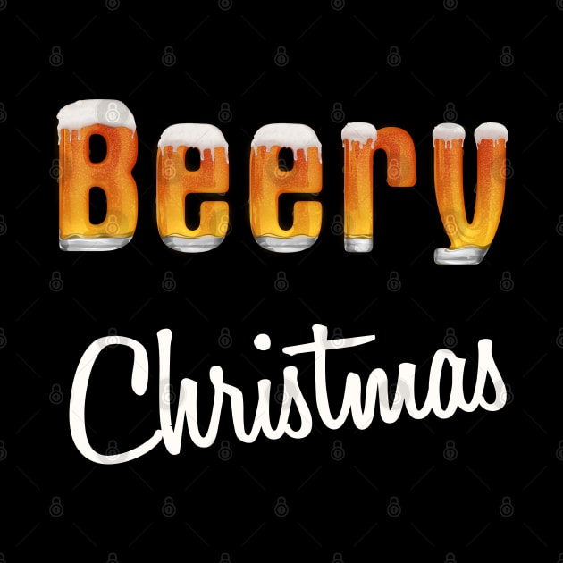 Beery Christmas glass of beer snow and foam by byfab