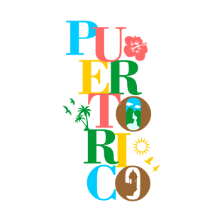 Puerto Rico Boricua Symbols Tropical Colors T-Shirt