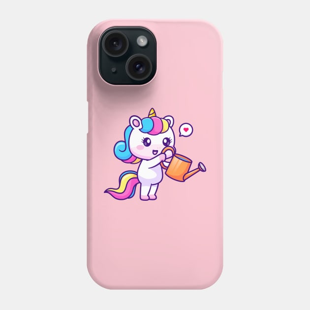 Cute Unicorn Watering Plant Cartoon Phone Case by Catalyst Labs