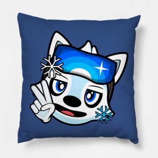 Relaxed Peace Sign Skier Alaskan Malamute Brook Pillow