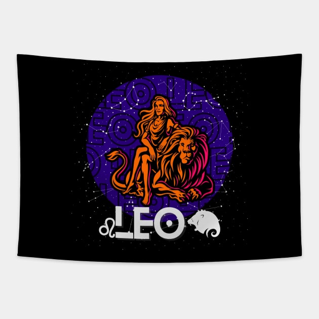 LEO August Zodiac - Astrology Birthday Gift for Women, Horoscope, sun/moon sign, star sign, tarot, Chinese zodiac, celestial, galaxy lovers. Tapestry by The Gypsy Nari