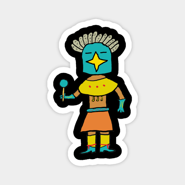 Hopi Doll Blue Star Kachina Magnet by Mark Ewbie