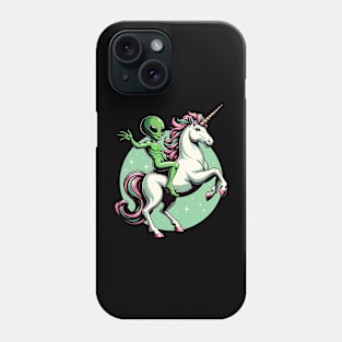 Alien riding on a unicorn Phone Case