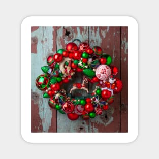 Old Fashion Christmas Wreath Magnet