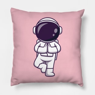 Cute Astronaut Meditating Yoga Cartoon Pillow