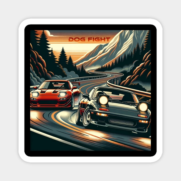 Touge Dog fight Magnet by Born Again Motoring