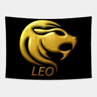 Golden Leo Zodiac Sign Relief Stamped In Gold Tapestry