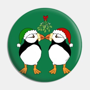 Mistletoe Kiss Puffins Pin