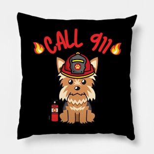 Firefighter Yorkshire Terrier Pillow