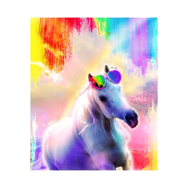 Rainbow Horse Wearing Love Heart Glasses by Random Galaxy