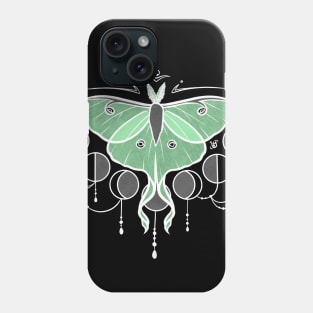 Midnight Luna Moth - green Phone Case