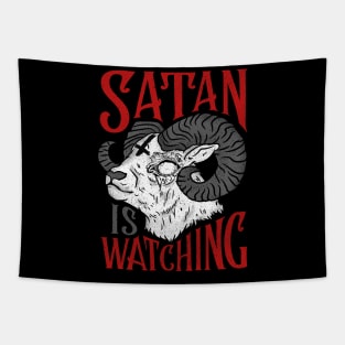 Satan is Watching T-Shirt I Satanic Goat Tapestry