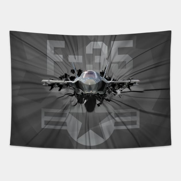 F35 Breakthrough Tapestry by David Penfound Artworks