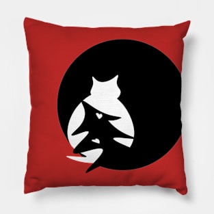 happy holidays christmas skandi cat and pine silhouette design Pillow