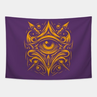 Orange eye tribal tattoo Tapestry