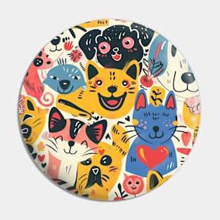 Eclectic Happy Pets and Nature Pattern Pin