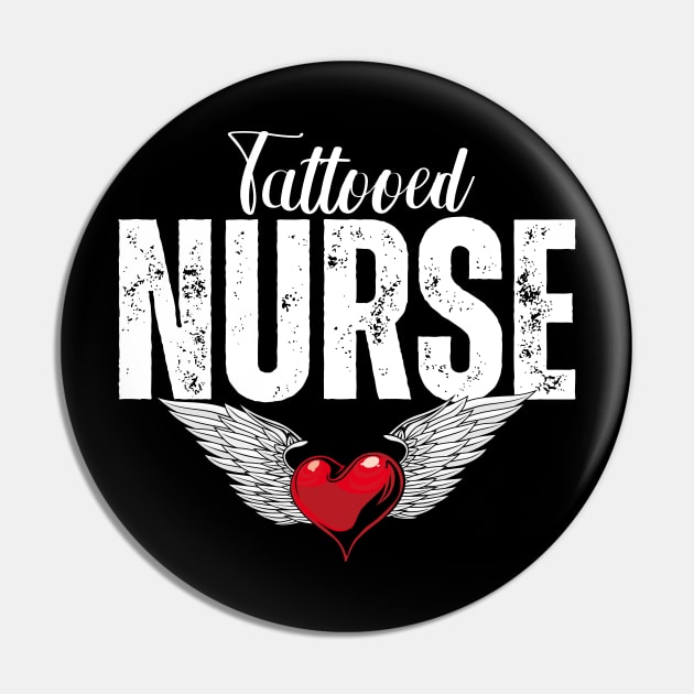 Tattooed Nurse Wings & Heart Pin by jackofdreams22