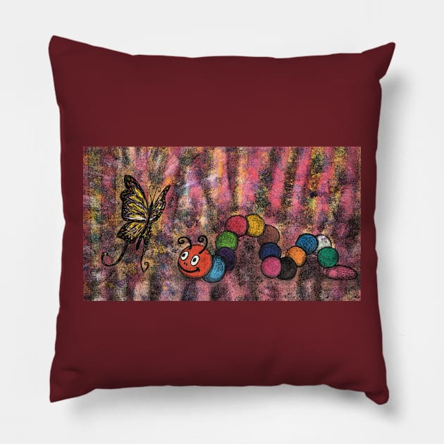 butterfly and stuffed caterpillar Pillow by ZoNe71