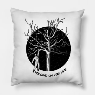 Astronaut holding onto a space tree Pillow