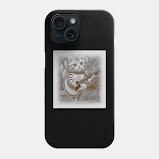 cat playing guitar while hiking Phone Case