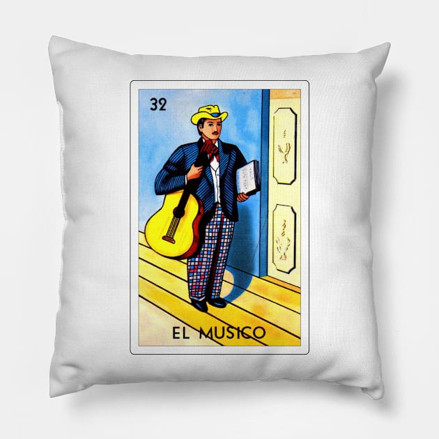 Loteria Mexicana Art - Loteria Mexicana Design - El Musico Gift - Regalo El Musico Pillow by HispanicStore