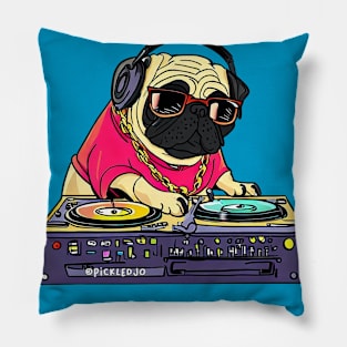 Pug DJ Cartoon Pillow