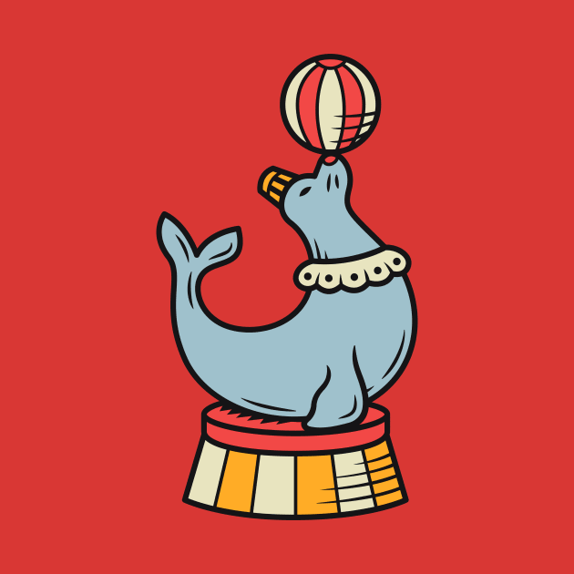 Vintage Cartoon Circus Seal Balancing a Ball by SLAG_Creative