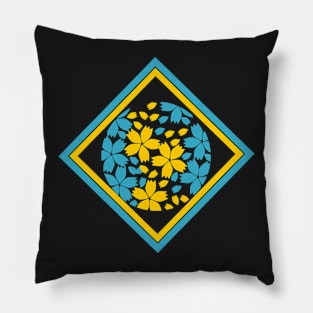 Floral ball in yellow and blue Pillow