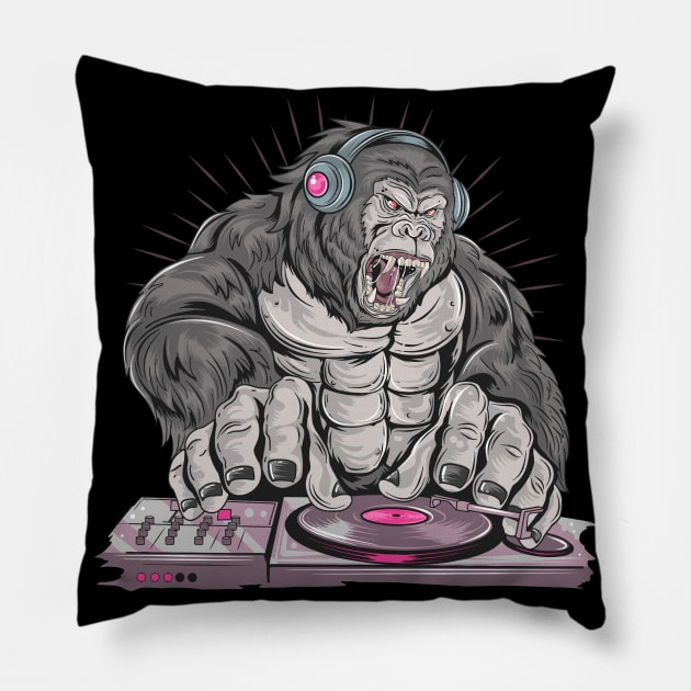 Dj Gorilla Music Pillow by BadDesignCo
