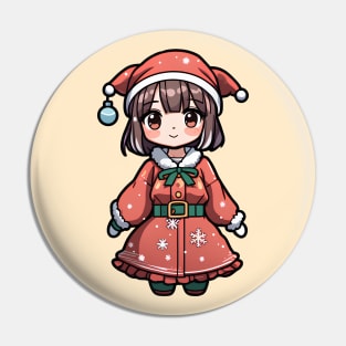 Cute Christmas Anime Girl Pin