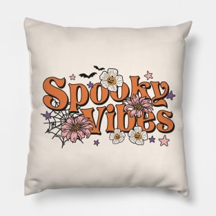Spooky Vibes Groovy Halloween Pillow
