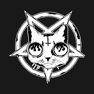 Satanic Occult Occultism Cat Pantagram T-Shirt