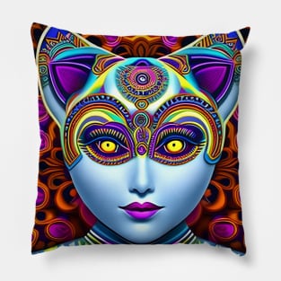 Catgirl DMTfied (20) - Trippy Psychedelic Art Pillow