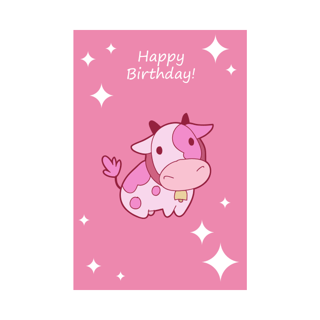 "Happy Birthday" Pink Cow by saradaboru