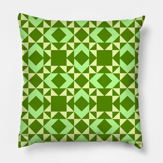 Yellow and Green Wyoming Valley Patchwork Pattern Pillow by Nuletto