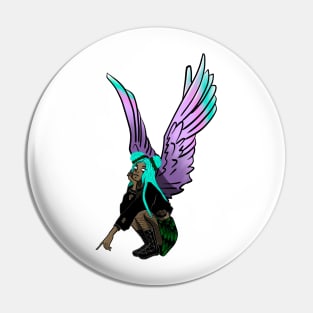 Blue haired angel Pin