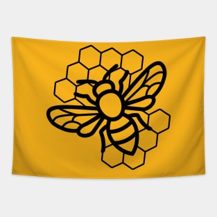 Honeybee Silhouette with Honeycomb Tapestry